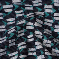 Geometric Aqua Wave Cotton Lawn Fabric - Contemporary Teal & Black Design, 110cm Width-D18768