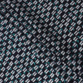 Geometric Aqua Wave Cotton Lawn Fabric - Contemporary Teal & Black Design, 110cm Width-D18768