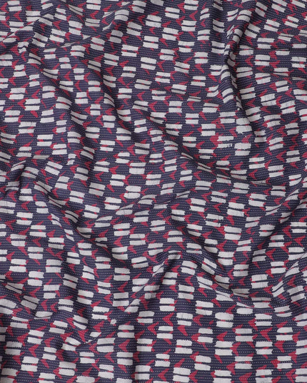 Dynamic Dashes Cotton Lawn Fabric - Navy, Red, and White Streaked Pattern, 110cm Width-D18769