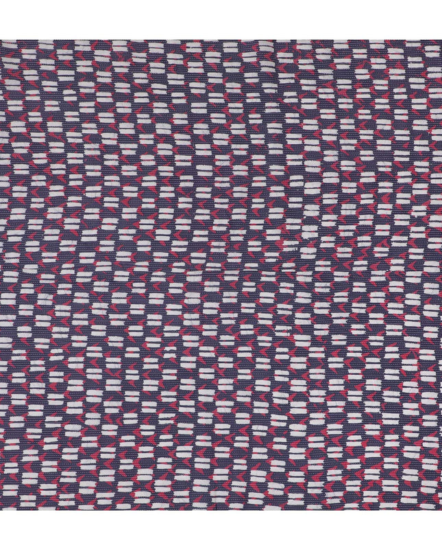 Dynamic Dashes Cotton Lawn Fabric - Navy, Red, and White Streaked Pattern, 110cm Width-D18769