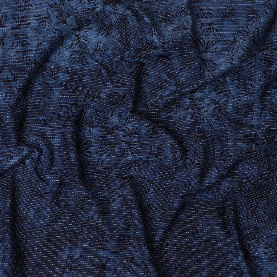 Midnight Flora Cotton Lawn Fabric - Deep Navy with Subtle Botanical Imprints, 110cm Width-D18770