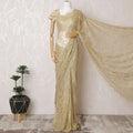 Golden Glamour French Metallic Chantilly Lace Saree with Exquisite Stone Work, 110cm Wide - 5.5m Piece-D18852 - Regal Fabrics