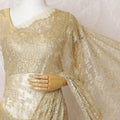 Golden Glamour French Metallic Chantilly Lace Saree with Exquisite Stone Work, 110cm Wide - 5.5m Piece-D18852 - Regal Fabrics