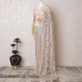 Champagne Gold French Metallic Chantilly Lace Saree with Crystal Stone Work, 110cm Wide - 5.5m Piece-D18854