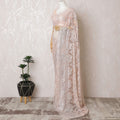 Petal Pink French Metallic Chantilly Lace Saree with Elegant Stone Work, 110cm Wide - 5.5m Piece-D18856 - Regal Fabrics