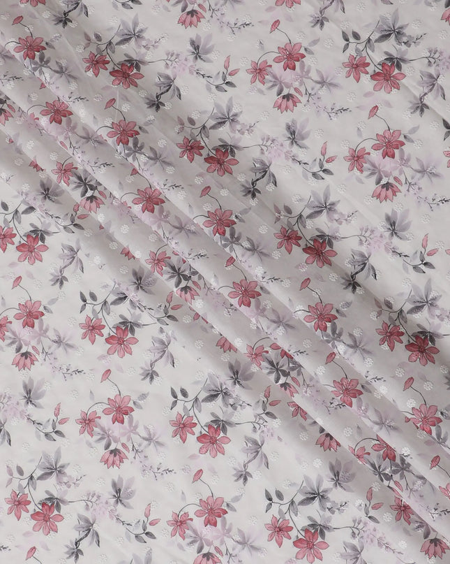Springtime Blossom Cotton Lawn Fabric with Embroidery, 110cm Wide - Sold by the Meter from India-D18863 Regal Fabrics
