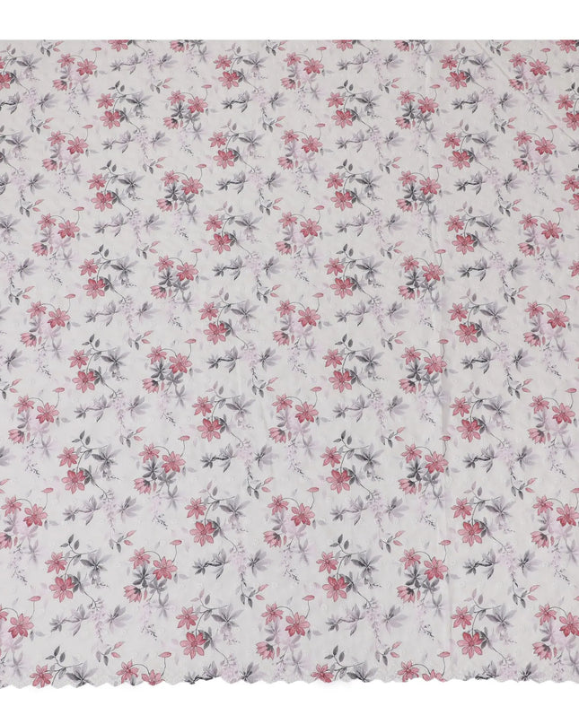Springtime Blossom Cotton Lawn Fabric with Embroidery, 110cm Wide - Sold by the Meter from India-D18863 Regal Fabrics