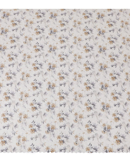 Antique Floral Embroidered Cotton Lawn Fabric, 110cm Wide - Sold by the Meter from India-D18864