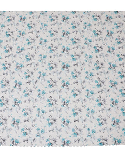 قماش عشبي قطني مطرز بالزهور باللون الأزرق من Cool Breeze، بعرض 110 سم - يباع بالمتر من India-D18865
