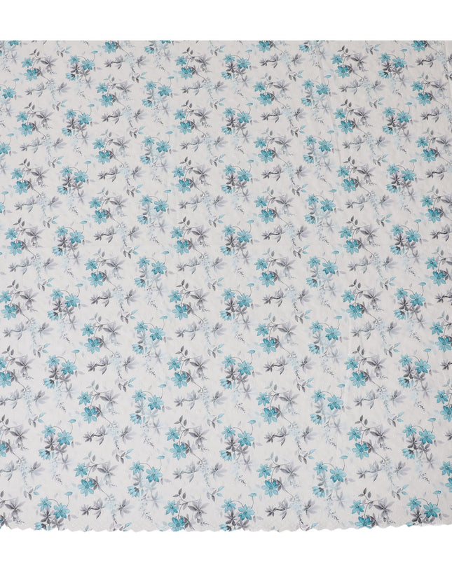 قماش عشبي قطني مطرز بالزهور باللون الأزرق من Cool Breeze، بعرض 110 سم - يباع بالمتر من India-D18865