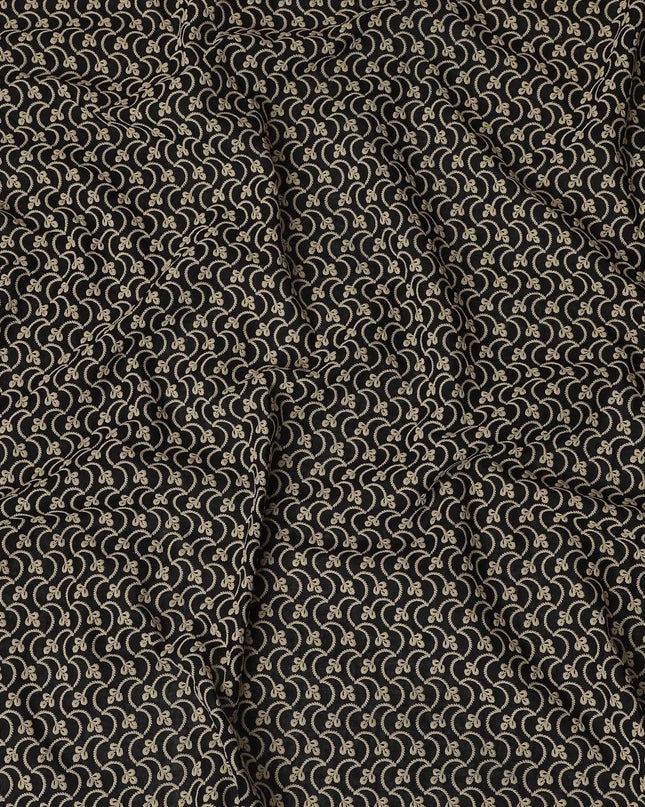 Onyx Swirl Embroidered Cotton Lawn Fabric, 110cm Wide - Traditionally Crafted by the Meter-D18867 Regal Fabrics