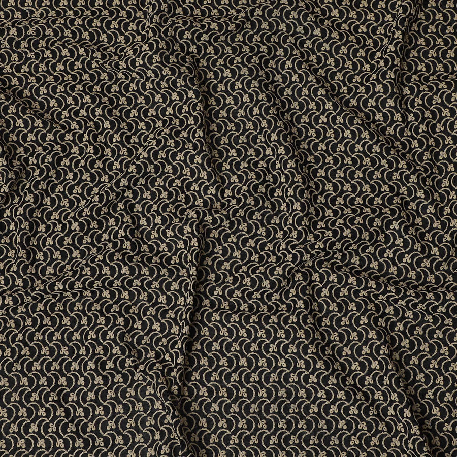 Onyx Swirl Embroidered Cotton Lawn Fabric, 110cm Wide - Traditionally Crafted by the Meter-D18867