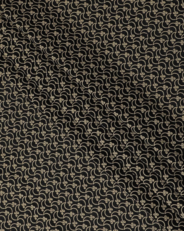 Onyx Swirl Embroidered Cotton Lawn Fabric, 110cm Wide - Traditionally Crafted by the Meter-D18867 Regal Fabrics