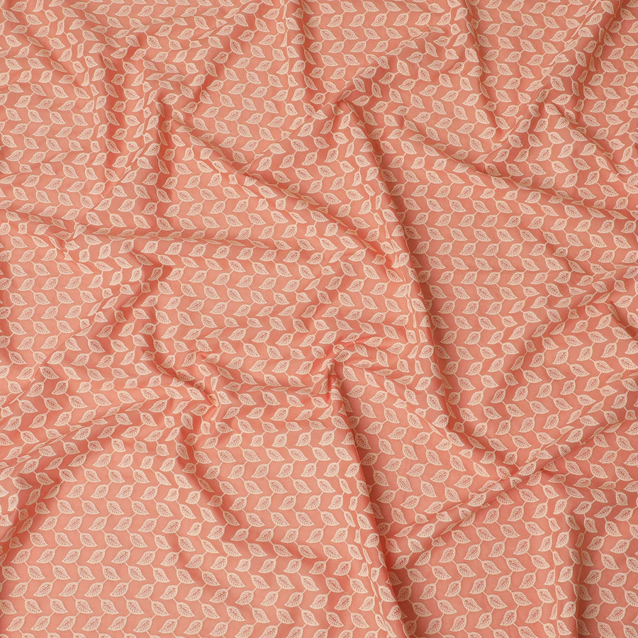 Coral Leaf Motif Embroidered Cotton Lawn Fabric, 110cm Wide - Exclusively by the Meter from India-D18871