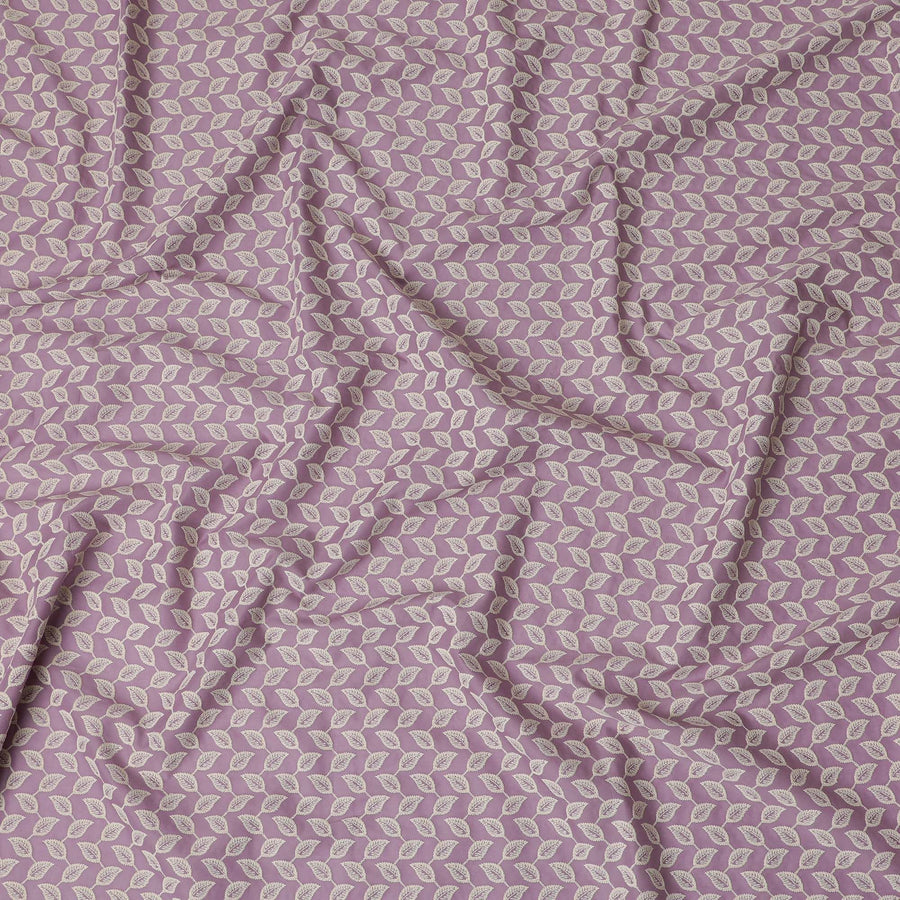 قماش عشبي قطني من Lavender Love، مطرز بأوراق الشجر، بعرض 110 سم - مصمم بالمتر من الهند-D18872