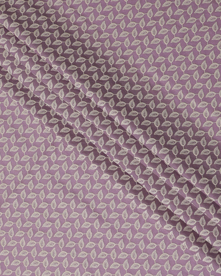 قماش عشبي قطني من Lavender Love، مطرز بأوراق الشجر، بعرض 110 سم - مصمم بالمتر من الهند-D18872