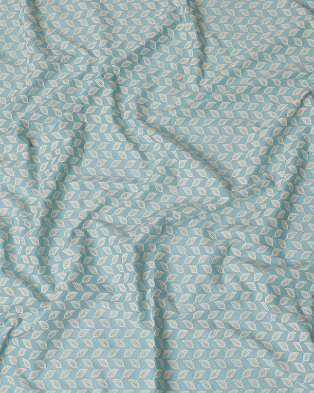 Sky Leaf Cascade Cotton Lawn Fabric, 110cm Wide - Custom Lengths from India-D18873 Regal Fabrics