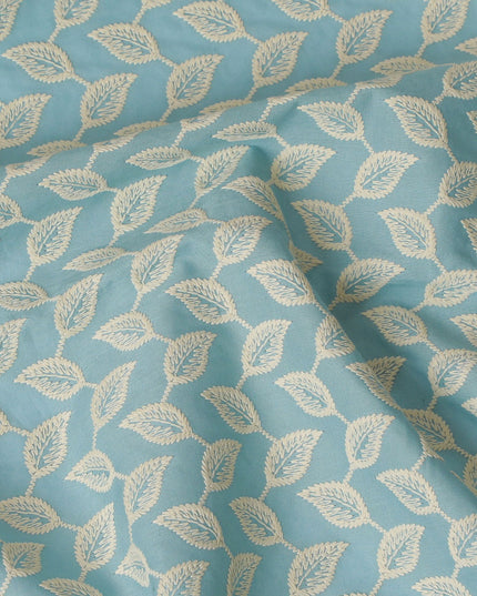 Sky Leaf Cascade Cotton Lawn Fabric, 110cm Wide - Custom Lengths from India-D18873 - Regal Fabrics