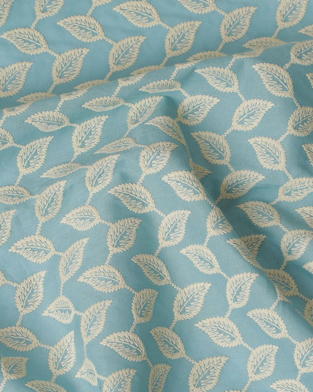 Sky Leaf Cascade Cotton Lawn Fabric, 110cm Wide - Custom Lengths from India-D18873 Regal Fabrics