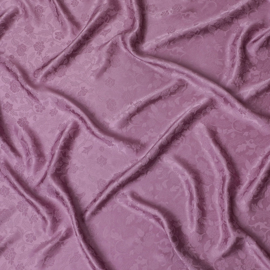 Elegant Mauve Floral Jacquard Crepe Silk Fabric, Luxurious Drape, 110cm Width - Perfect for Dresses & Blouses-D18896 - Regal Fabrics