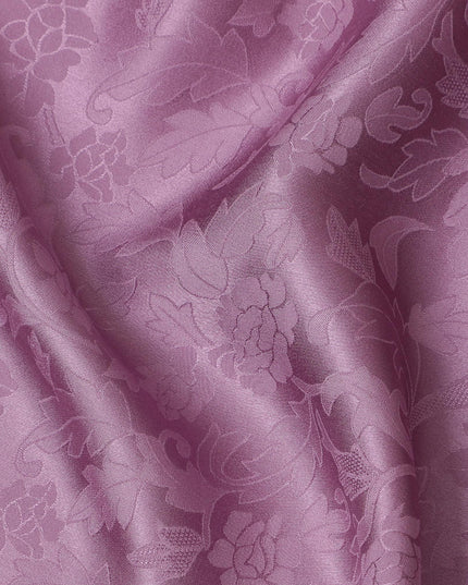 Elegant Mauve Floral Jacquard Crepe Silk Fabric, Luxurious Drape, 110cm Width - Perfect for Dresses & Blouses-D18896 - Regal Fabrics