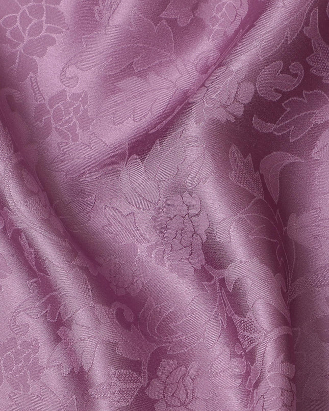 Elegant Mauve Floral Jacquard Crepe Silk Fabric, Luxurious Drape, 110cm Width - Perfect for Dresses & Blouses-D18896