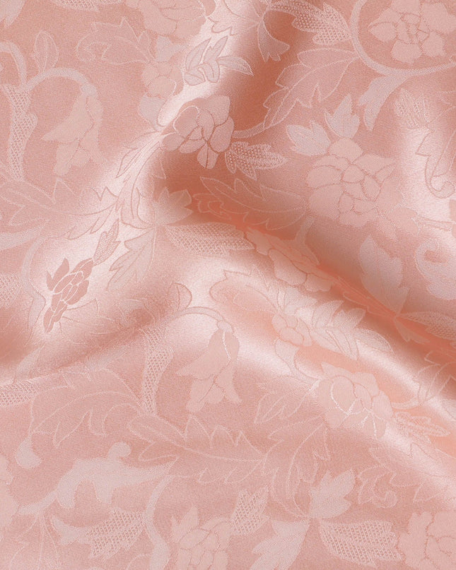 Charming Blush Pink Jacquard Crepe Silk Fabric, Subtle Sheen, 110cm Width - Ideal for Sophisticated Garments-D18897