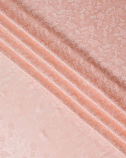 Charming Blush Pink Jacquard Crepe Silk Fabric, Subtle Sheen, 110cm Width - Ideal for Sophisticated Garments-D18897