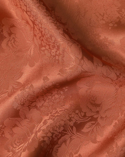 Rustic Terra-Cotta Jacquard Crepe Silk Fabric, 110cm Width - Exquisite for Couture and Crafting-D18898