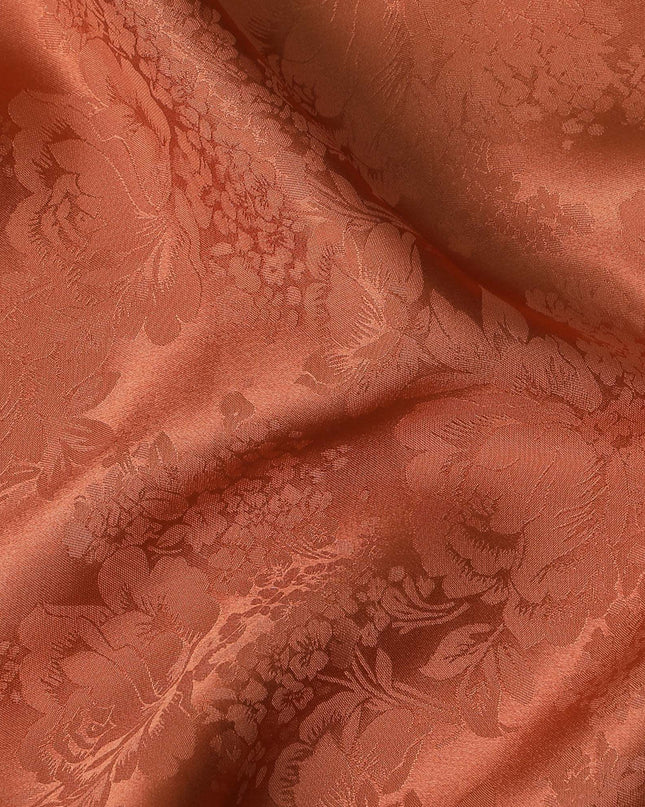 Rustic Terra-Cotta Jacquard Crepe Silk Fabric, 110cm Width - Exquisite for Couture and Crafting-D18898
