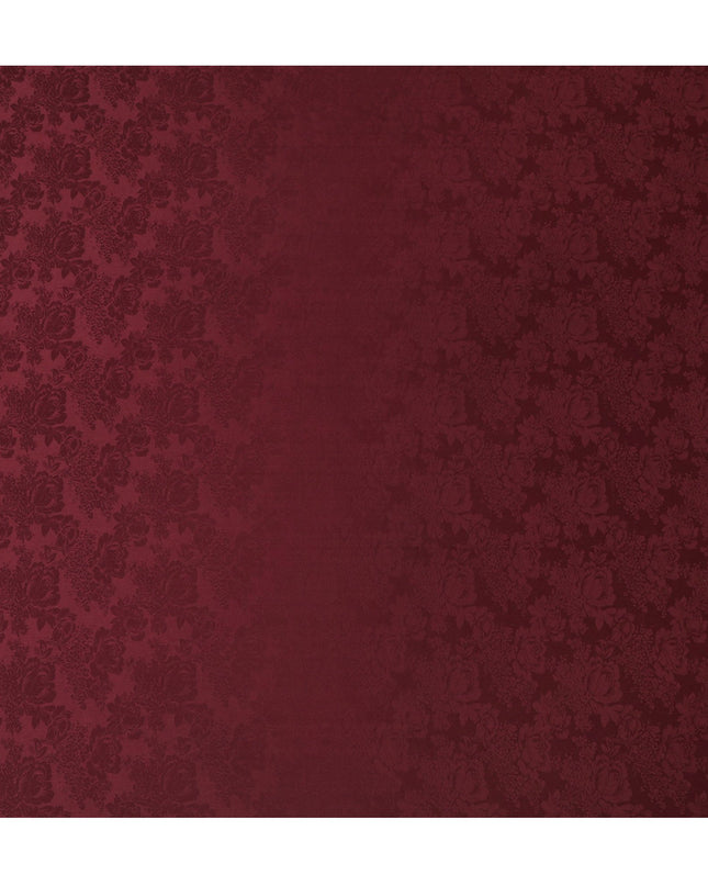 Regal Burgundy Floral Jacquard Crepe Silk Fabric, Elegant Drape, 110cm Width - Ideal for Luxurious Attire-D18899