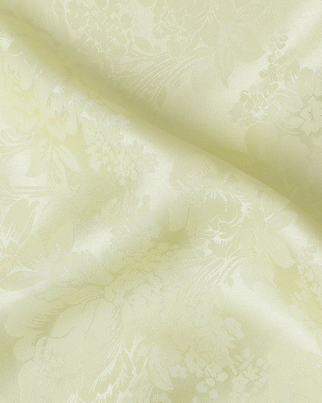 Lemon Chiffon Floral Jacquard Crepe Silk Fabric, Delicate Sheen, 110cm Width - Perfect for Spring Collections-D18902