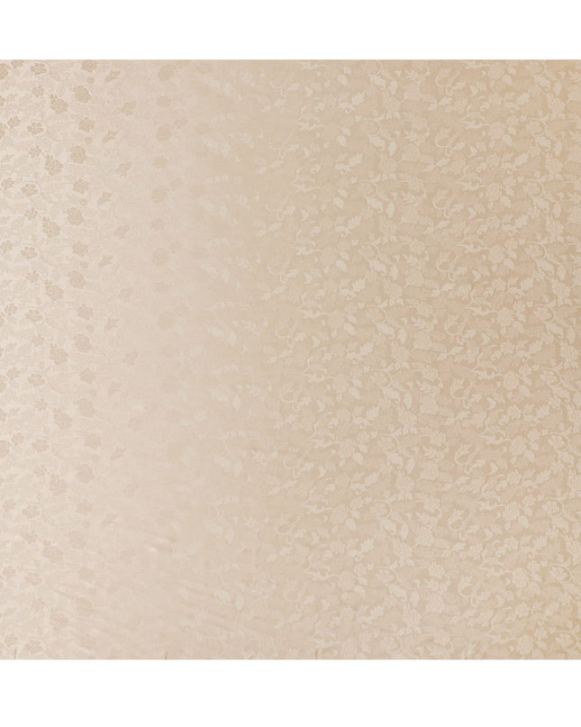 Luxurious Cream Floral Jacquard Crepe Silk Fabric, 110cm Width - Quintessential Choice for Timeless Fashion-D18905
