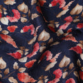 Navy Elegance with Autumnal Floral Print Crepe Silk Fabric, 110cm Width - Perfect for All Seasons-D18908 - Regal Fabrics