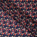 Navy Elegance with Autumnal Floral Print Crepe Silk Fabric, 110cm Width - Perfect for All Seasons-D18908 - Regal Fabrics