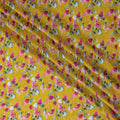 Sunny Marigold with Pink Floral Print Crepe Silk Fabric, 110cm Width - Vibrant and Versatile for All Designs-D18911