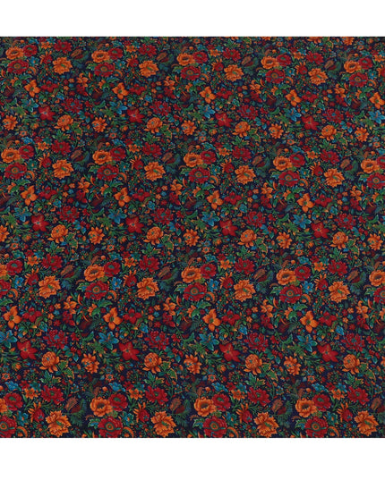 Autumn Harvest Floral Crepe Silk Fabric, 110cm Width - Exuberant Prints for Dynamic Wardrobes-D18917