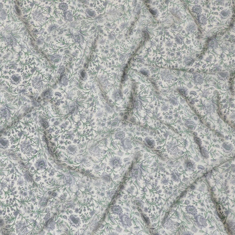 Silver Sage Garden Fresco Crepe Silk Fabric, 110cm Width - A Canvas of Sophistication-D18919