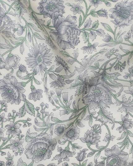 Silver Sage Garden Fresco Crepe Silk Fabric, 110cm Width - A Canvas of Sophistication-D18919