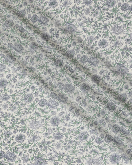 Silver Sage Garden Fresco Crepe Silk Fabric, 110cm Width - A Canvas of Sophistication-D18919