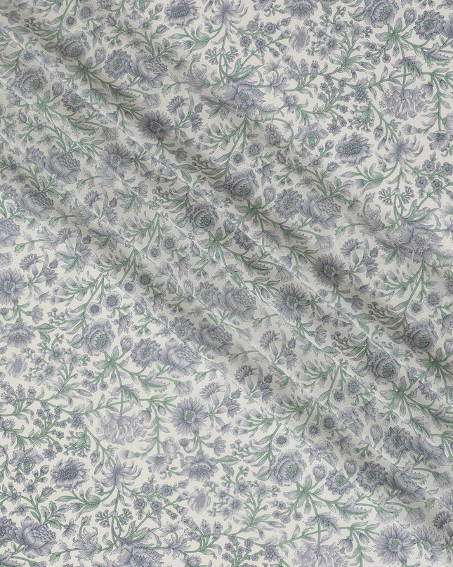 Silver Sage Garden Fresco Crepe Silk Fabric, 110cm Width - A Canvas of Sophistication-D18919