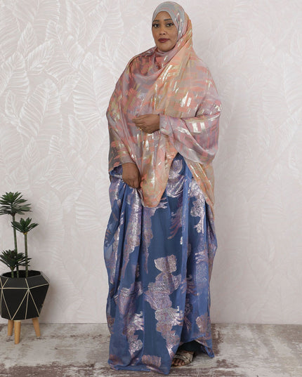 Blushing Fransawi Silk Pure Fransawi Silk Chiffon Fabric with Gold Abstract Strokes, 110cm Width - Traditional Garbasaar, Piece of 2.0 Mtrs-D18639