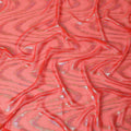 Vibrant Coral Tiger Stripe Silk Chiffon Garbasaar Fabric, 110 cm Wide – Exotic & Lustrous Textile for Fashion Crafting-Piece of 2.0 Mtrs-D18654 - Regal Fabrics