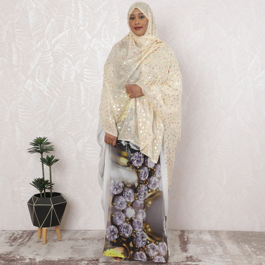 قماش جارباسار من الحرير والشيفون والترتر بلون الشمبانيا، عرض 110 سم - قطعة قماش أنيقة جاهزة للحفلات مقاس 2.0 متر-D18656