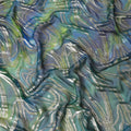 Oceanic Teal Swirl Silk Chiffon Garbasaar Fabric with Metallic Highlights, 110 cm Wide – Mesmerizing Textile for Fashion- Piece of 2.0 Mtrs-D18659 - Regal Fabrics