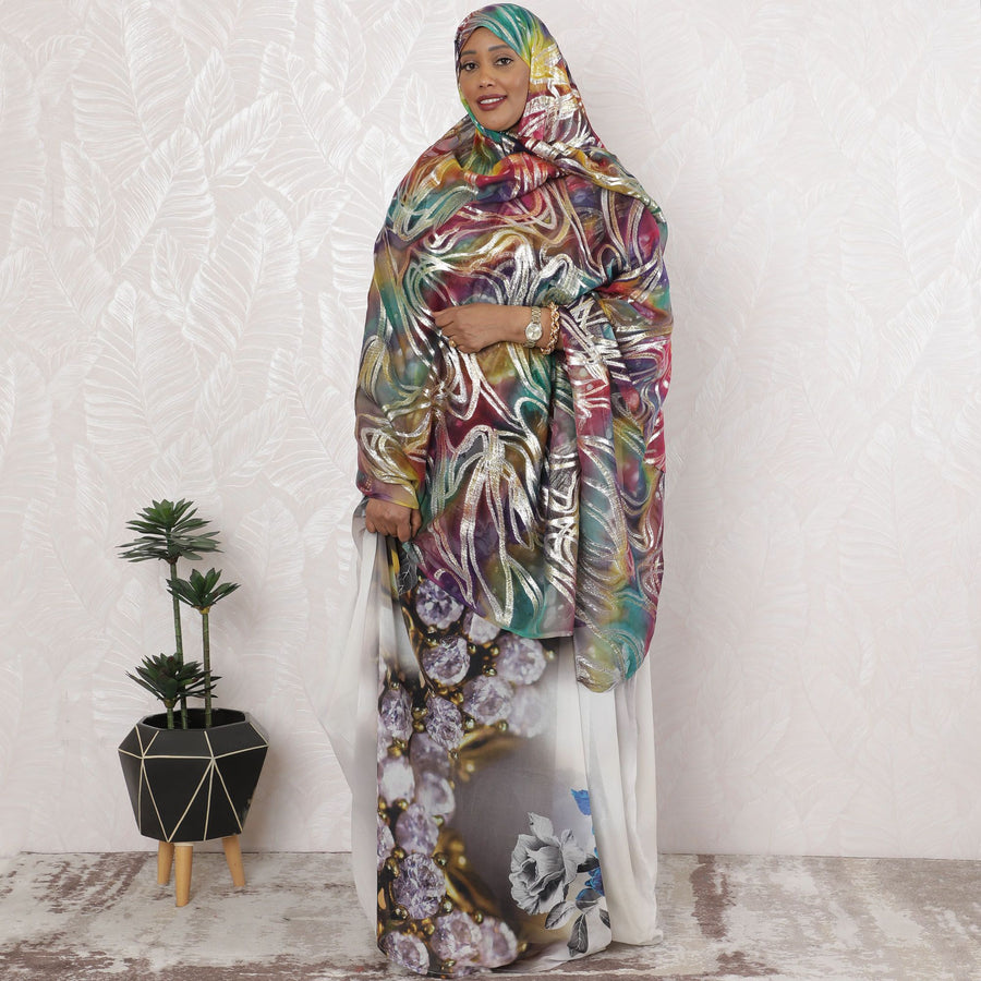 Enchanted Aurora Silk Chiffon Garbasaar Fabric, 110 cm Wide – Dreamy Iridescent Textile for Luxury Garments-Piece of 2.0 Mtrs-D18660