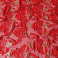 Vibrant Cerise Floral Silk Chiffon Garbasaar Fabric, 110 cm Wide â€“ French Opulence in Textile Craft- Piece of 2.0 Mtrs-D18663 - Regal Fabrics