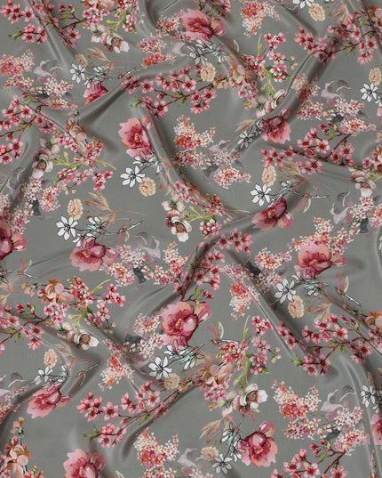 قماش فسكوز Cherry Blossom Whisper - طباعة رقمية أنيقة، صُنعت في الهند، بعرض 110 سم - D18727