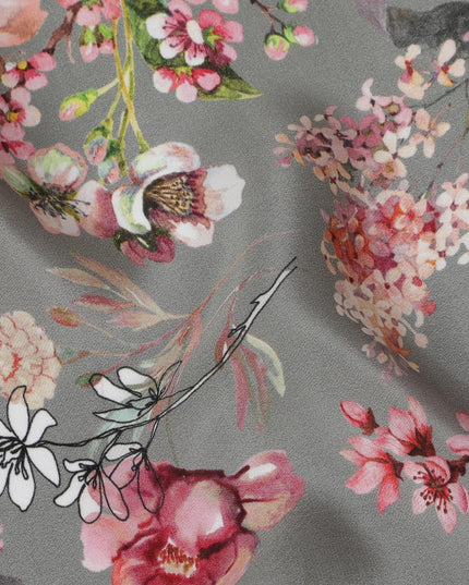 قماش فسكوز Cherry Blossom Whisper - طباعة رقمية أنيقة، صُنعت في الهند، بعرض 110 سم - D18727