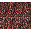 Elegant Autumnal Blossoms Viscose Fabric, 110 cm Width - Luxurious Red & Orange Floral Print on Black-D18730 - Regal Fabrics